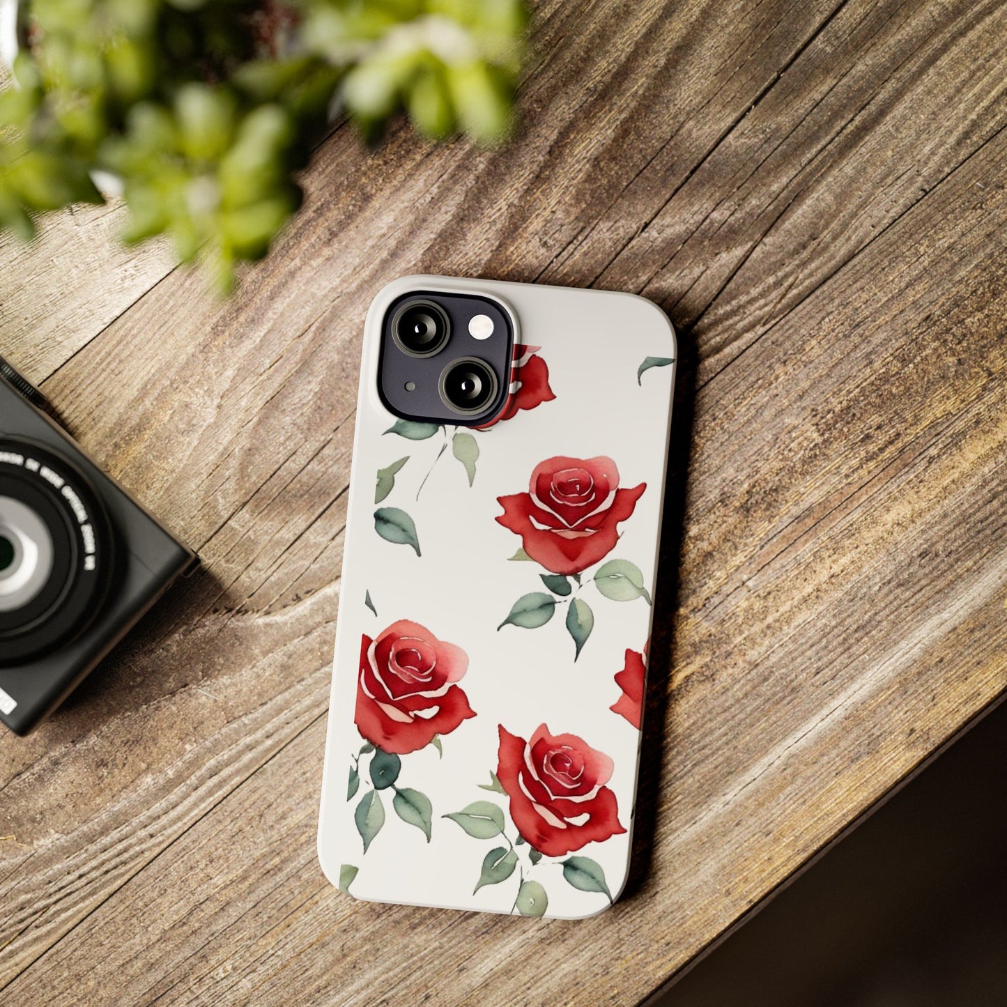 Slim Phone Cases - Roses (White)