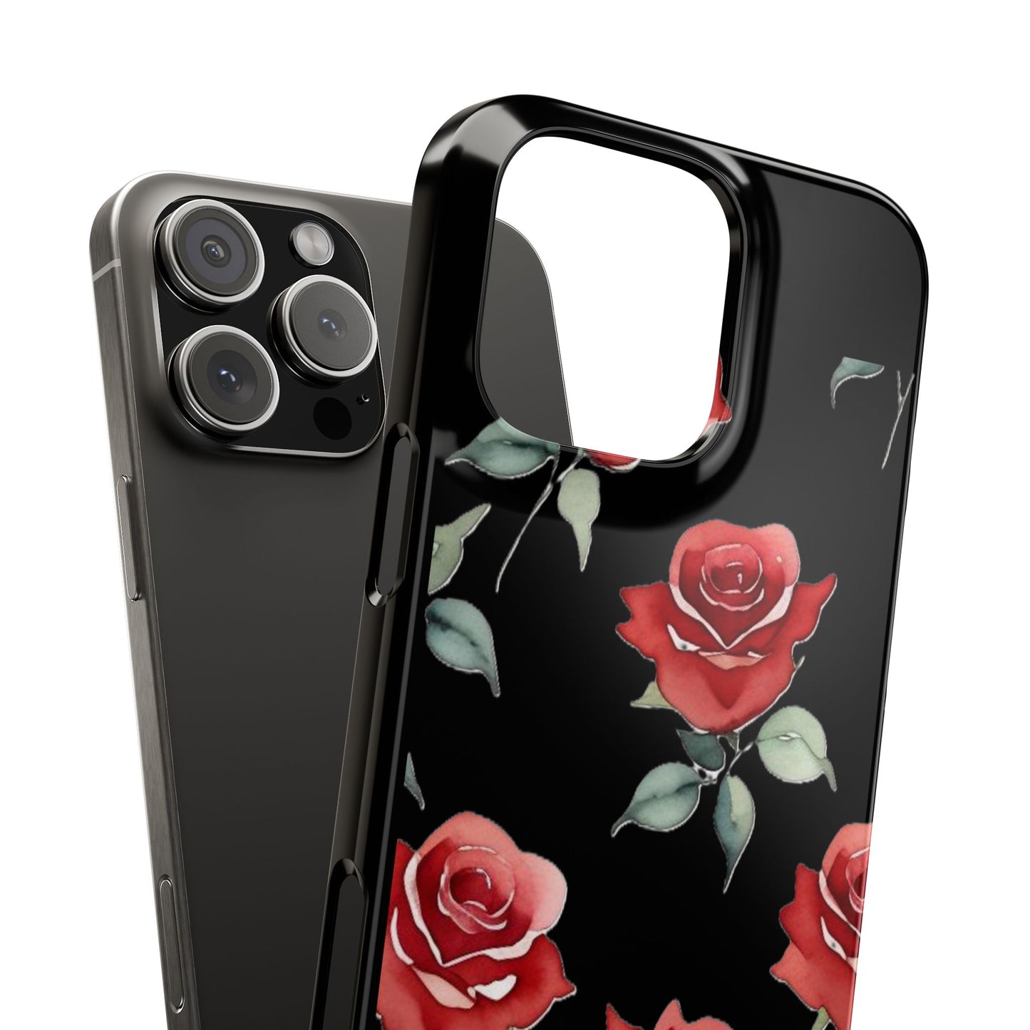 Slim Phone Cases - Roses (Black)