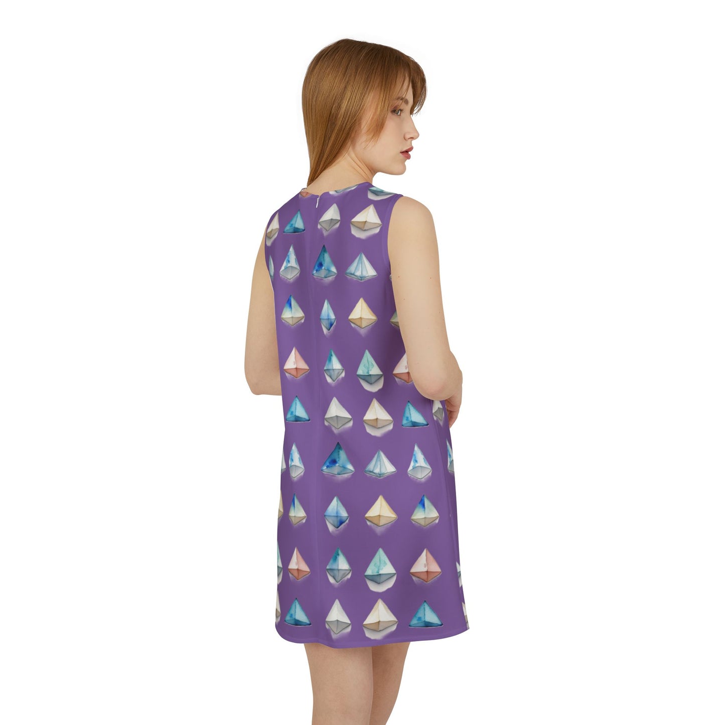 Triangle Pattern A-line Sleeveless Dress