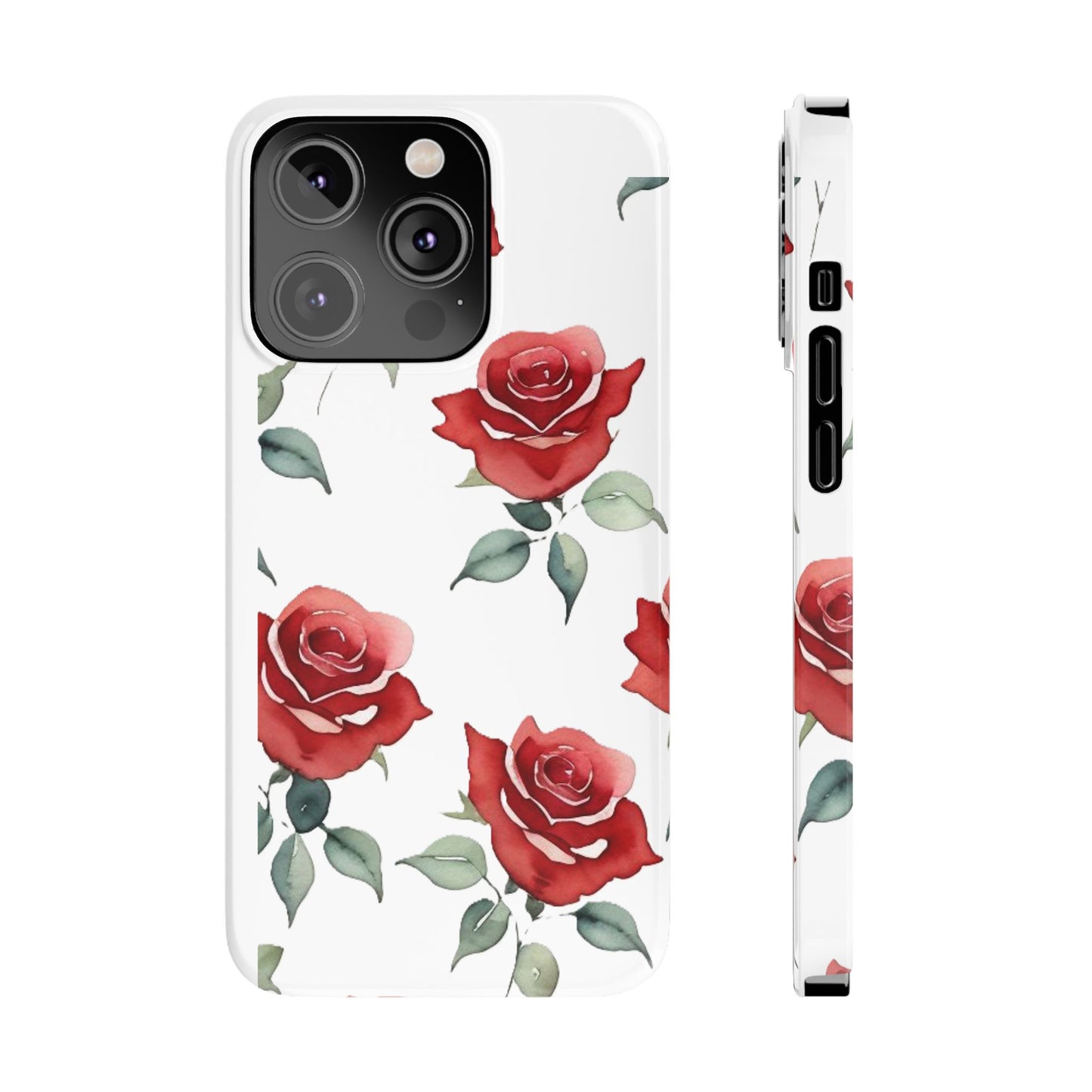 Slim Phone Cases - Roses (White)