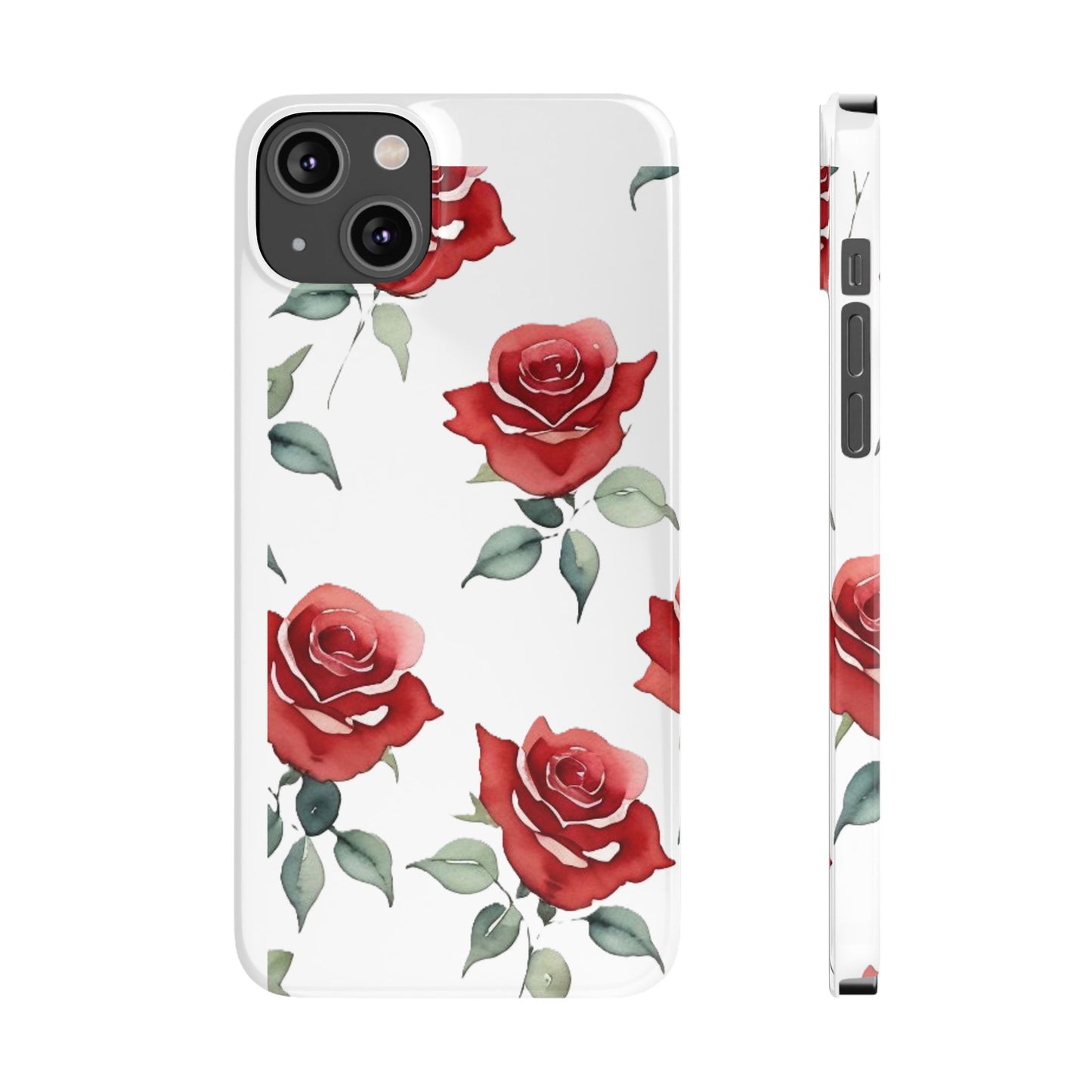 Slim Phone Cases - Roses (White)