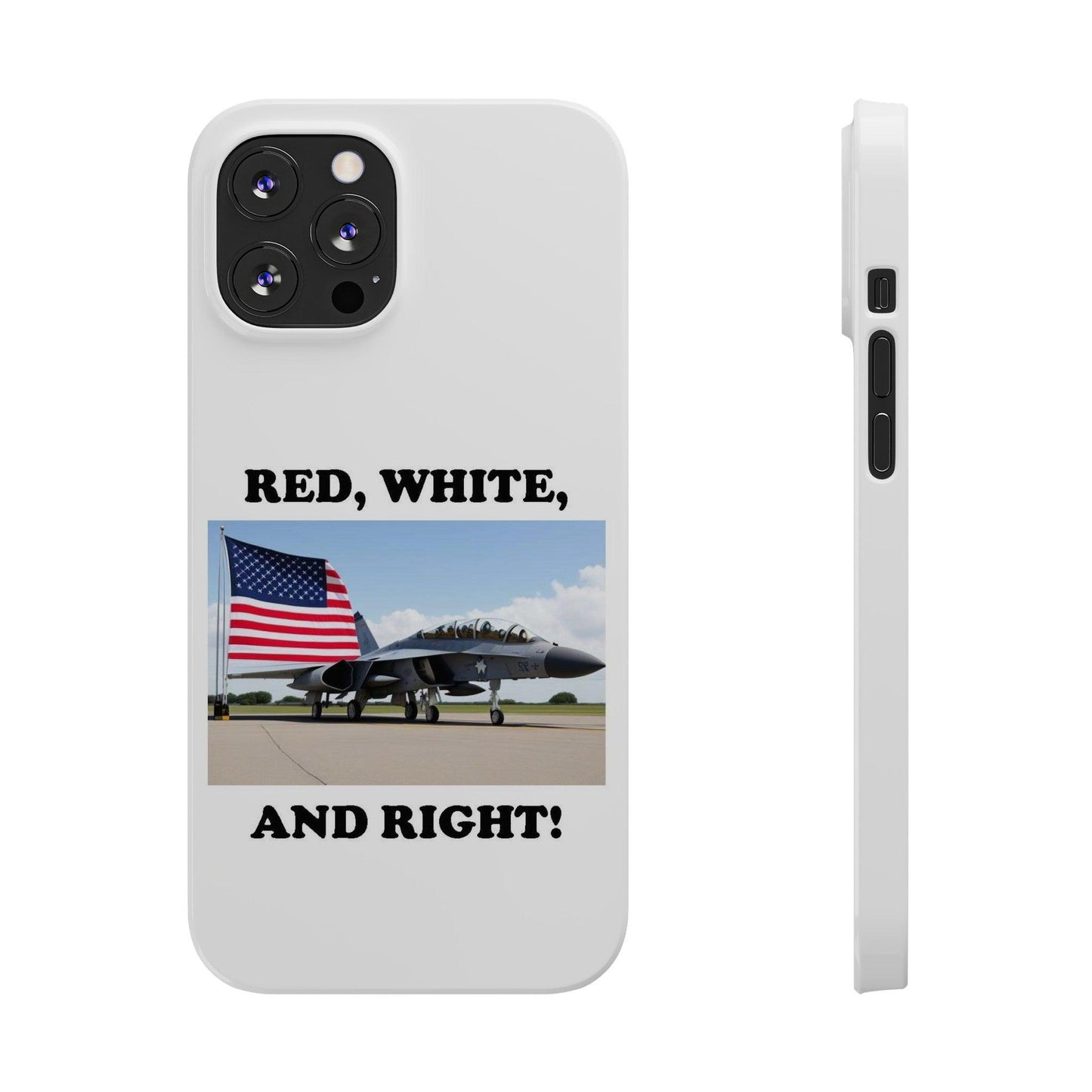 Red, White - (White)Slim Phone Cases