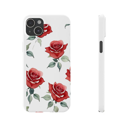 Slim Phone Cases - Roses (White)