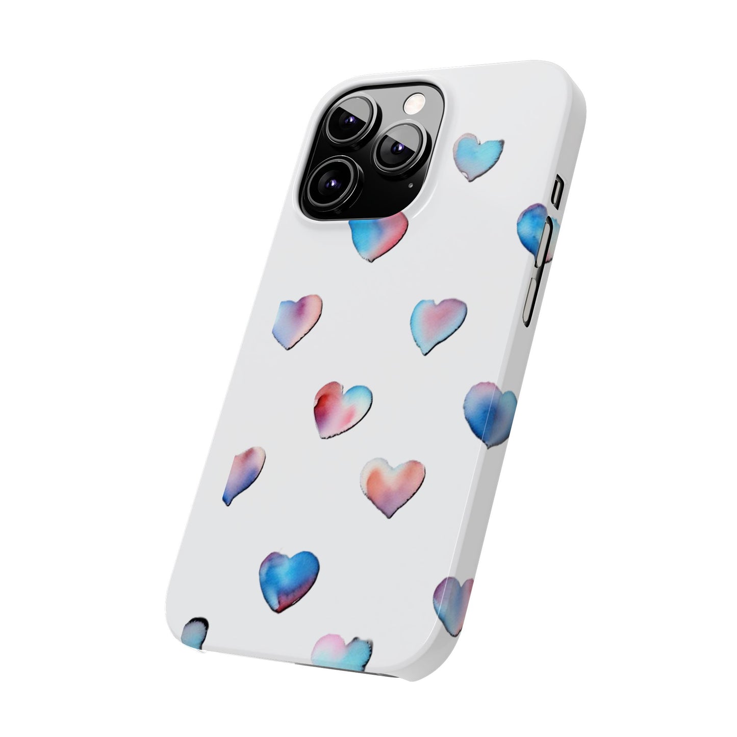 Slim Phone Cases - Hearts (White)