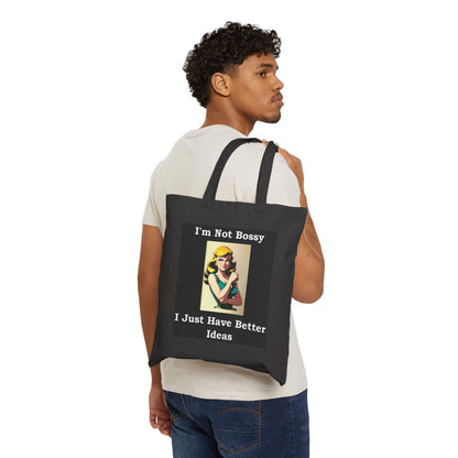 Bossy (Black) - Cotton Canvas Tote Bag - Better Mode