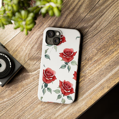 Slim Phone Cases - Roses (White)