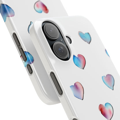 Slim Phone Cases - Hearts (White)