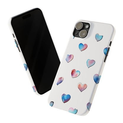 Slim Phone Cases - Hearts (White)