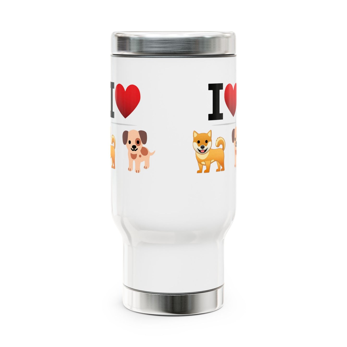 I Heart Dogs - Stainless Steel Travel Mug with Handle, 14oz