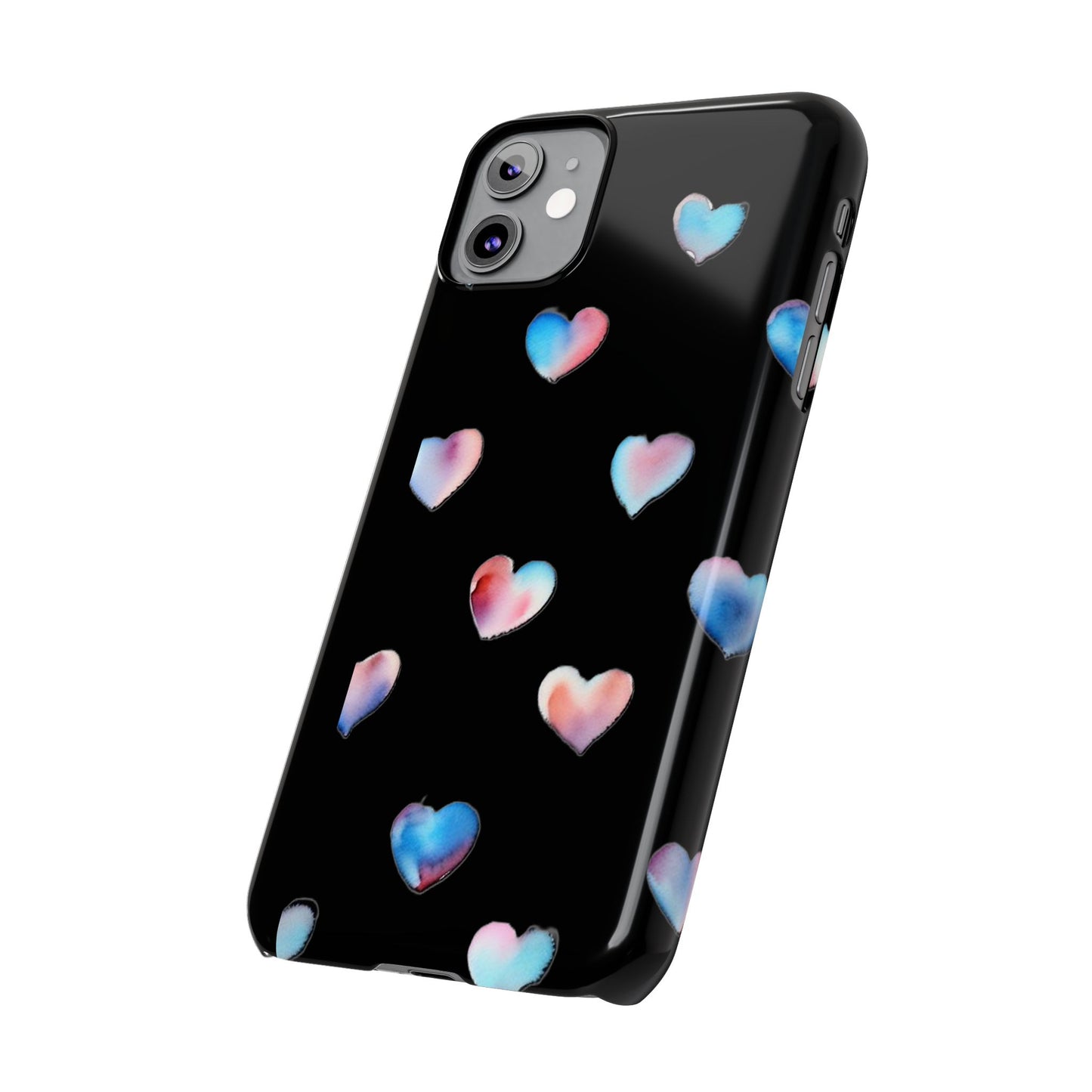 Slim Phone Cases - Hearts (Black)