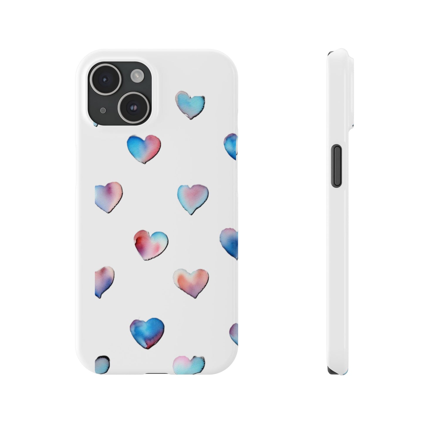 Slim Phone Cases - Hearts (White)