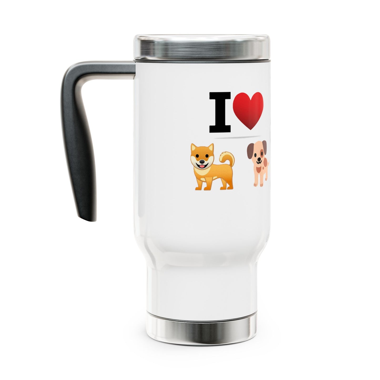 I Heart Dogs - Stainless Steel Travel Mug with Handle, 14oz