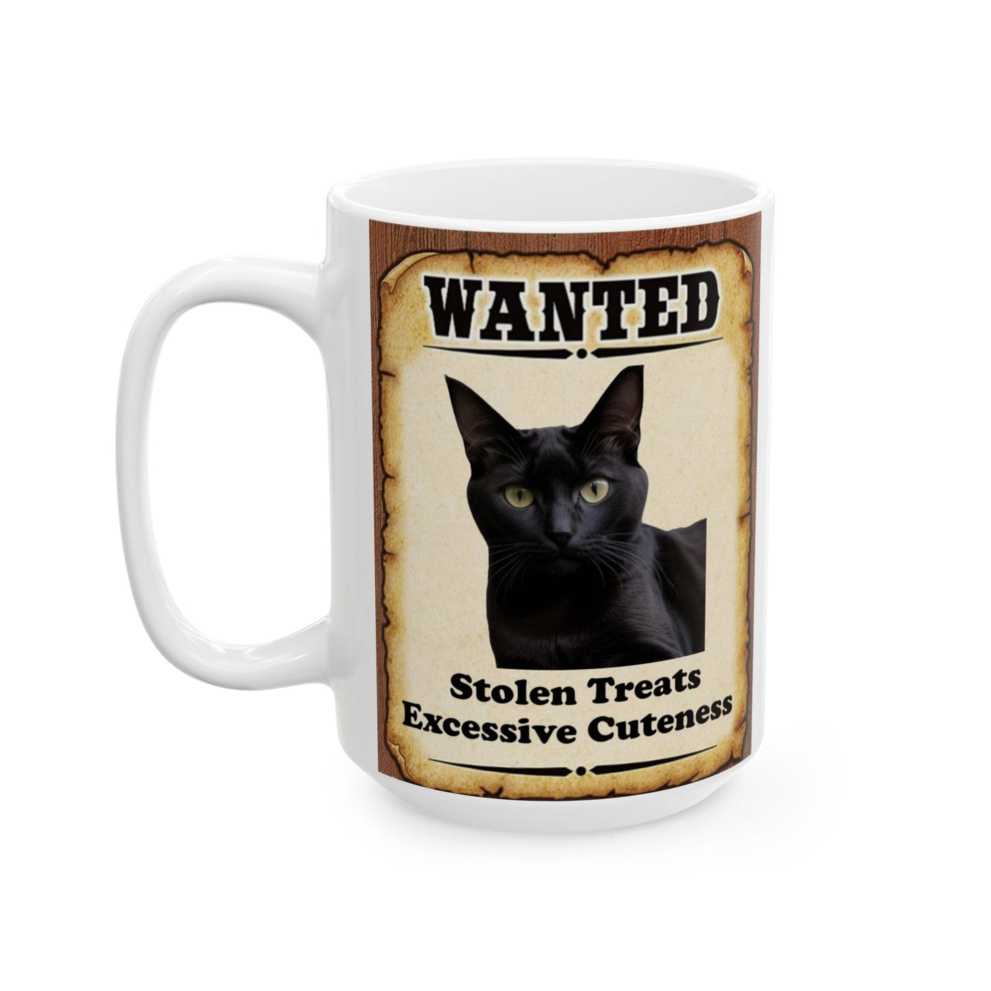 Wanted Poster Ceramic Mug - Black Cat