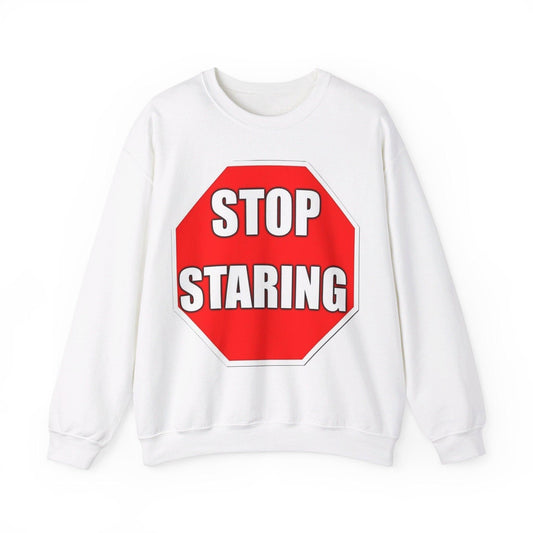 Stop Staring (White) - Unisex Heavy Blend™ Crewneck Sweatshirt