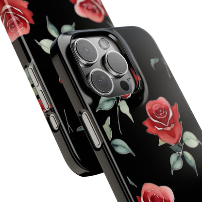 Slim Phone Cases - Roses (Black)