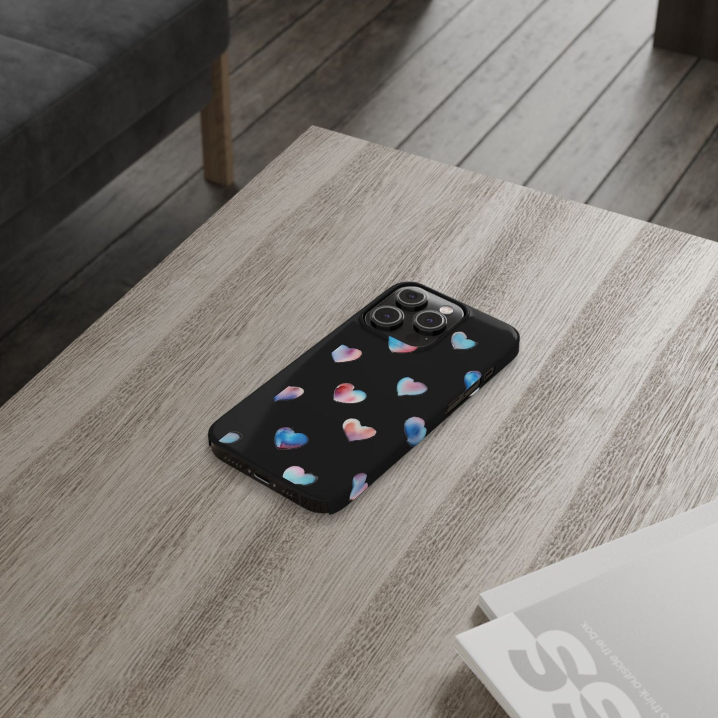 Slim Phone Cases - Hearts (Black)