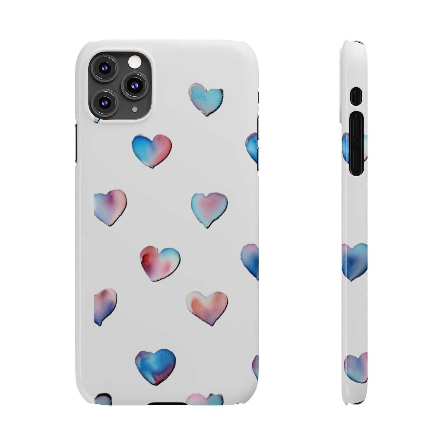 Slim Phone Cases - Hearts (White)