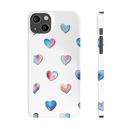 Slim Phone Cases - Hearts (White)