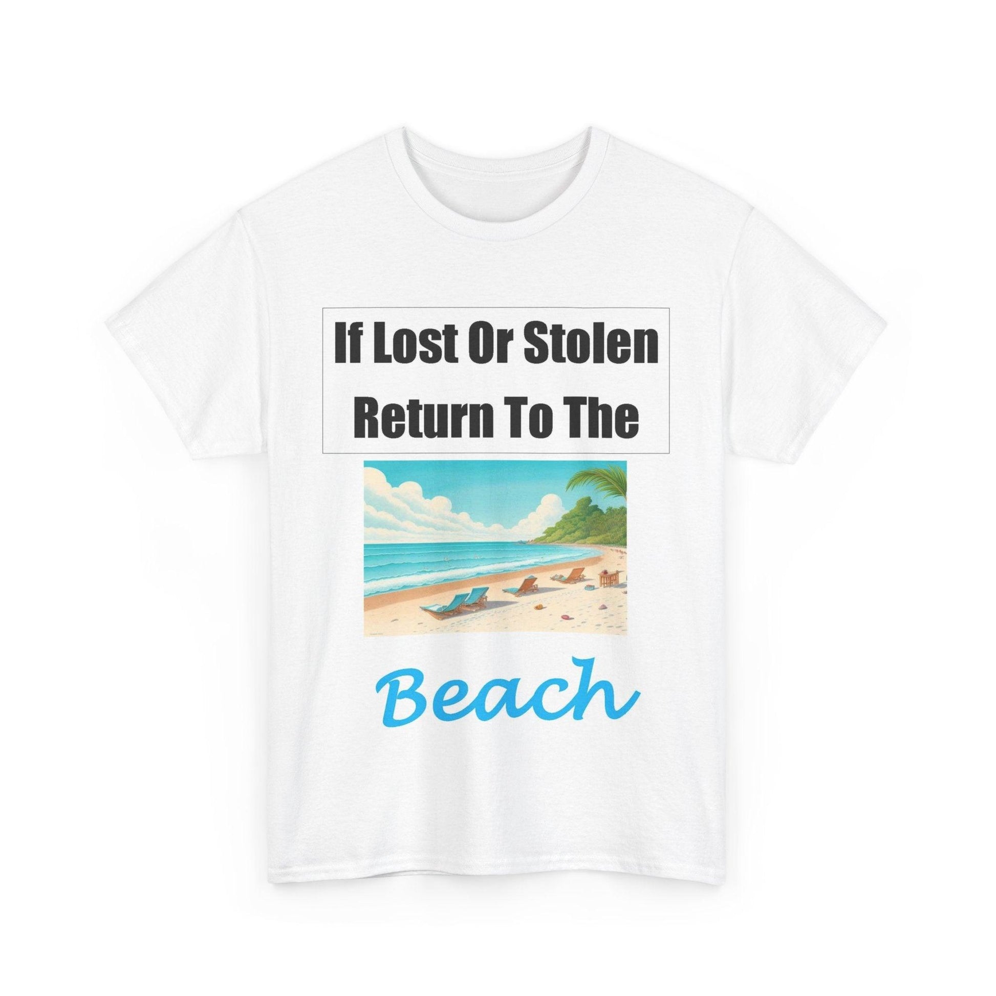 Lost Stolen Beach (White) - Unisex Heavy Cotton Tee - Better Mode