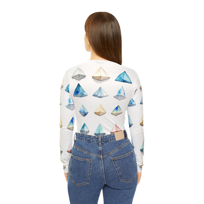 Triangle Pattern Women's Long Sleeve V-neck Shirt