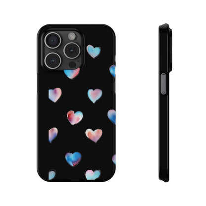 Slim Phone Cases - Hearts (Black)