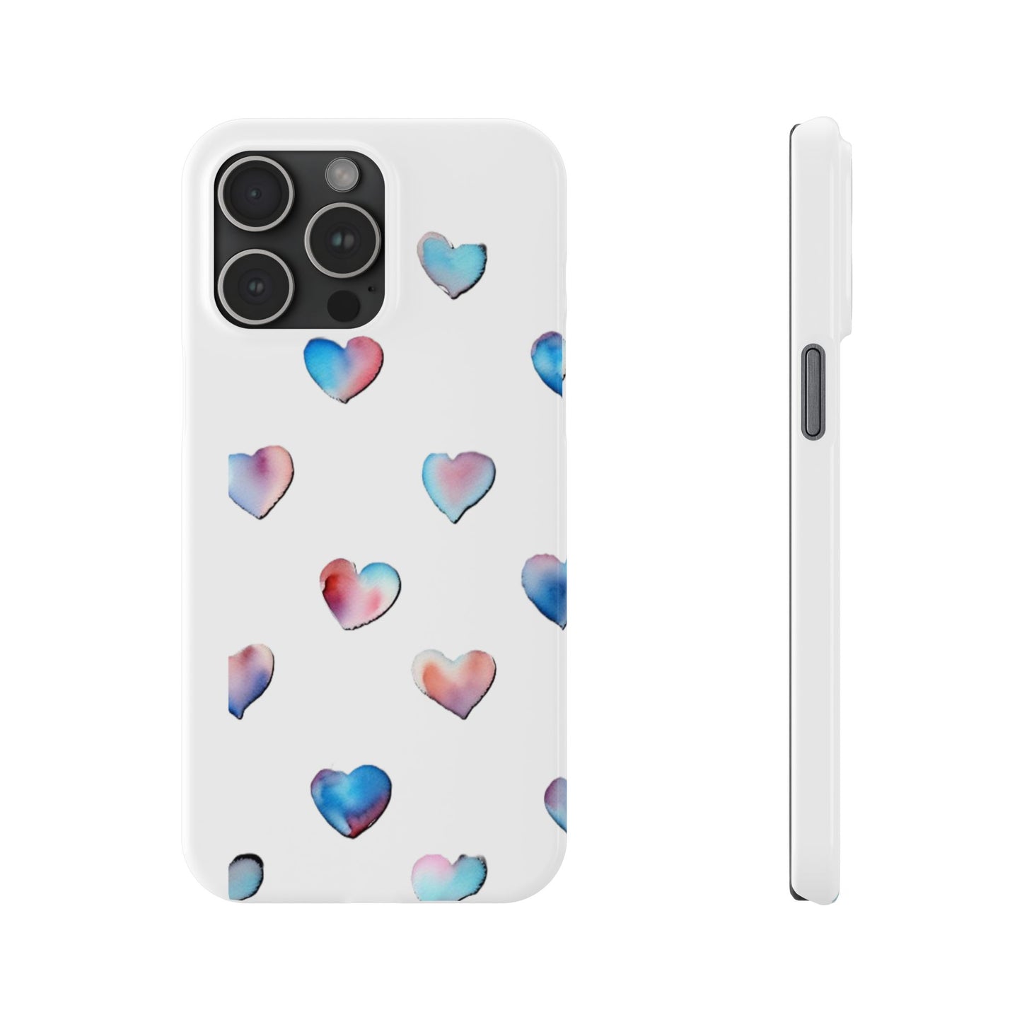 Slim Phone Cases - Hearts (White)