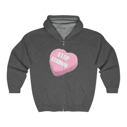 Candy Heart "Stop Staring" - Full Zip Hooded Sweatshirt