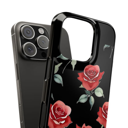 Slim Phone Cases - Roses (Black)