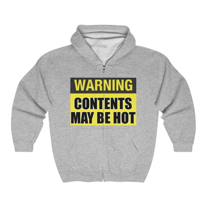 Warning Contents Hot - Full Zip Hooded Sweatshirt