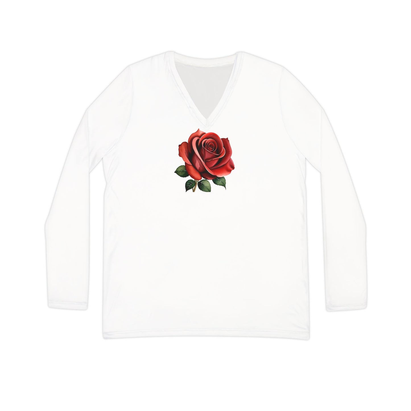 Women's Rose Long Sleeve V-neck Shirt