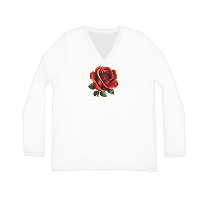 Women's Rose Long Sleeve V-neck Shirt