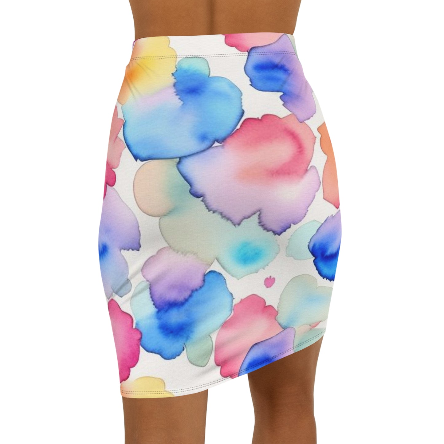 Floral Pattern Mid-Waist Pencil Skirt