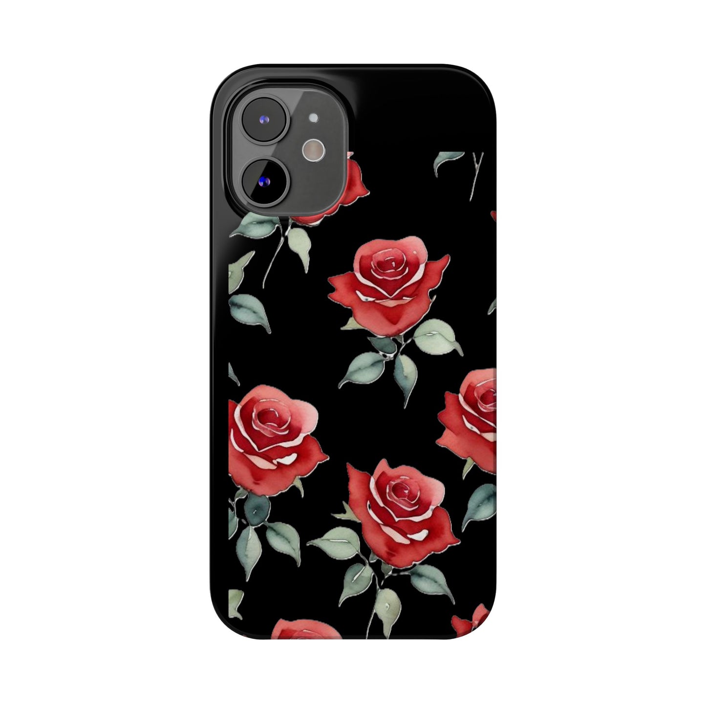 Slim Phone Cases - Roses (Black)