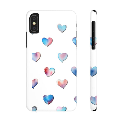 Slim Phone Cases - Hearts (White)