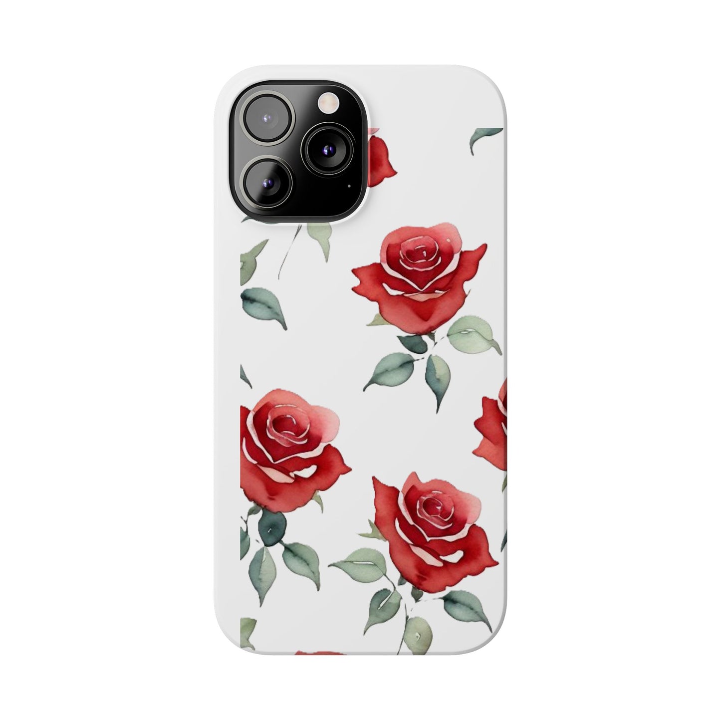 Slim Phone Cases - Roses (White)