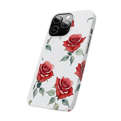 Slim Phone Cases - Roses (White)