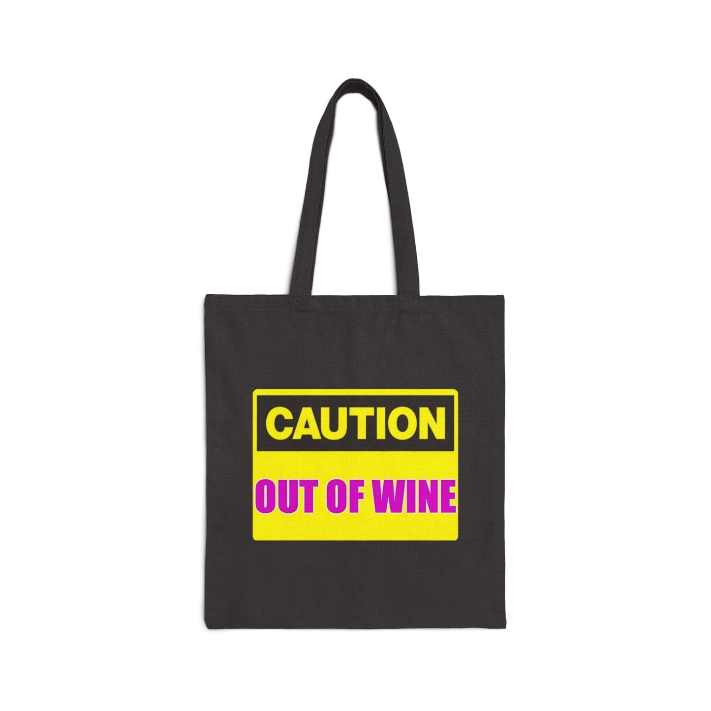 Caution Wine (Black) - Cotton Canvas Tote Bag