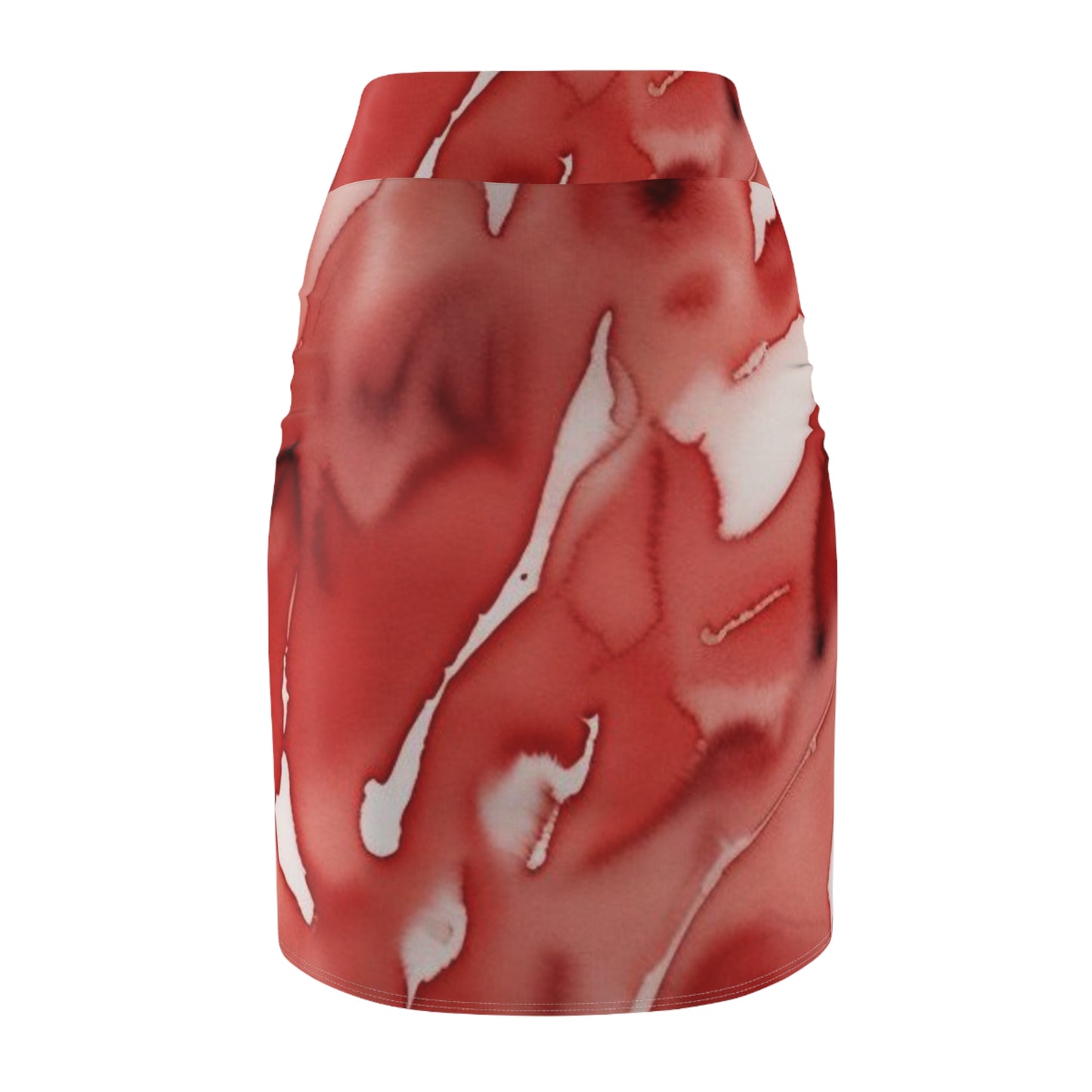 Red Marble Pencil Skirt