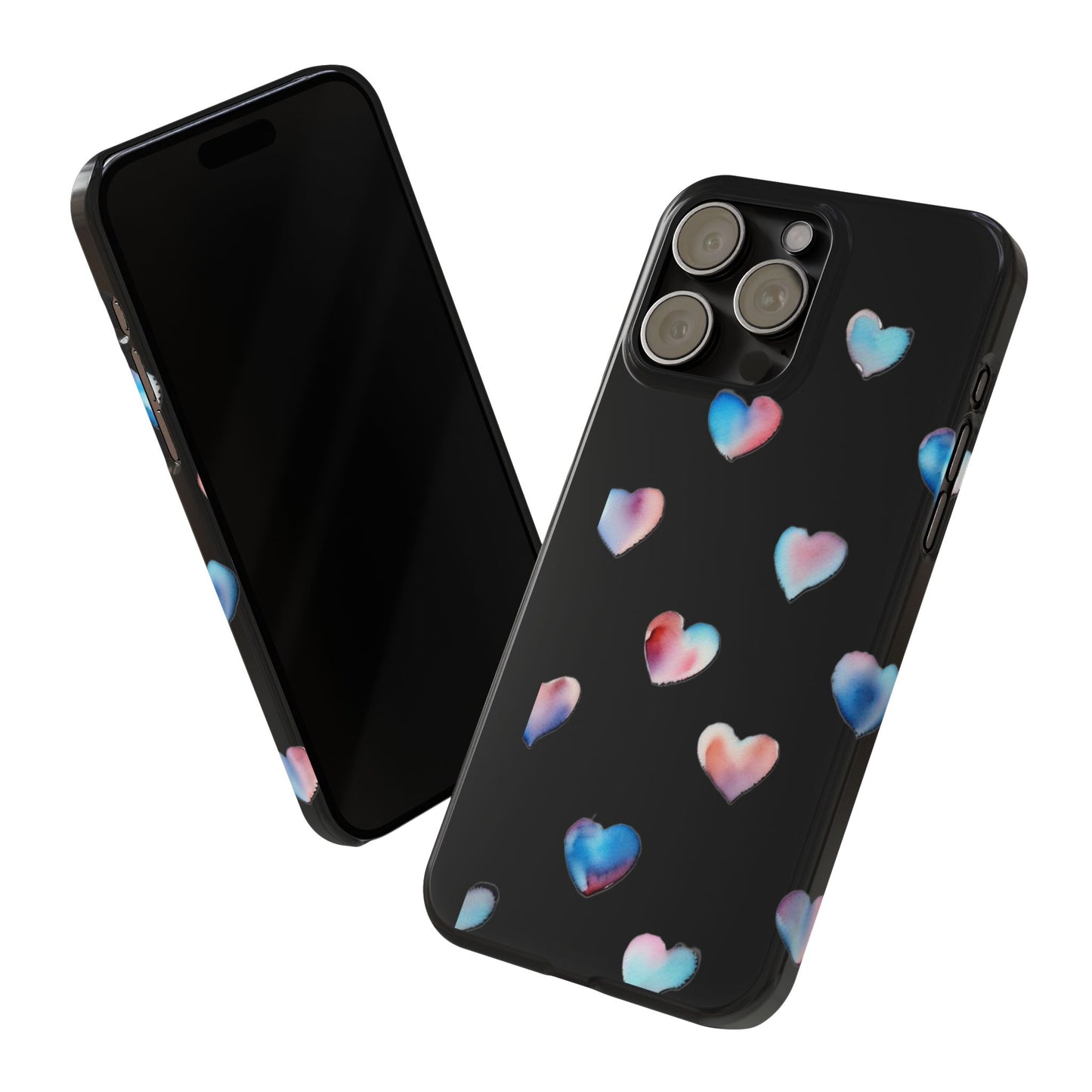 Slim Phone Cases - Hearts (Black)