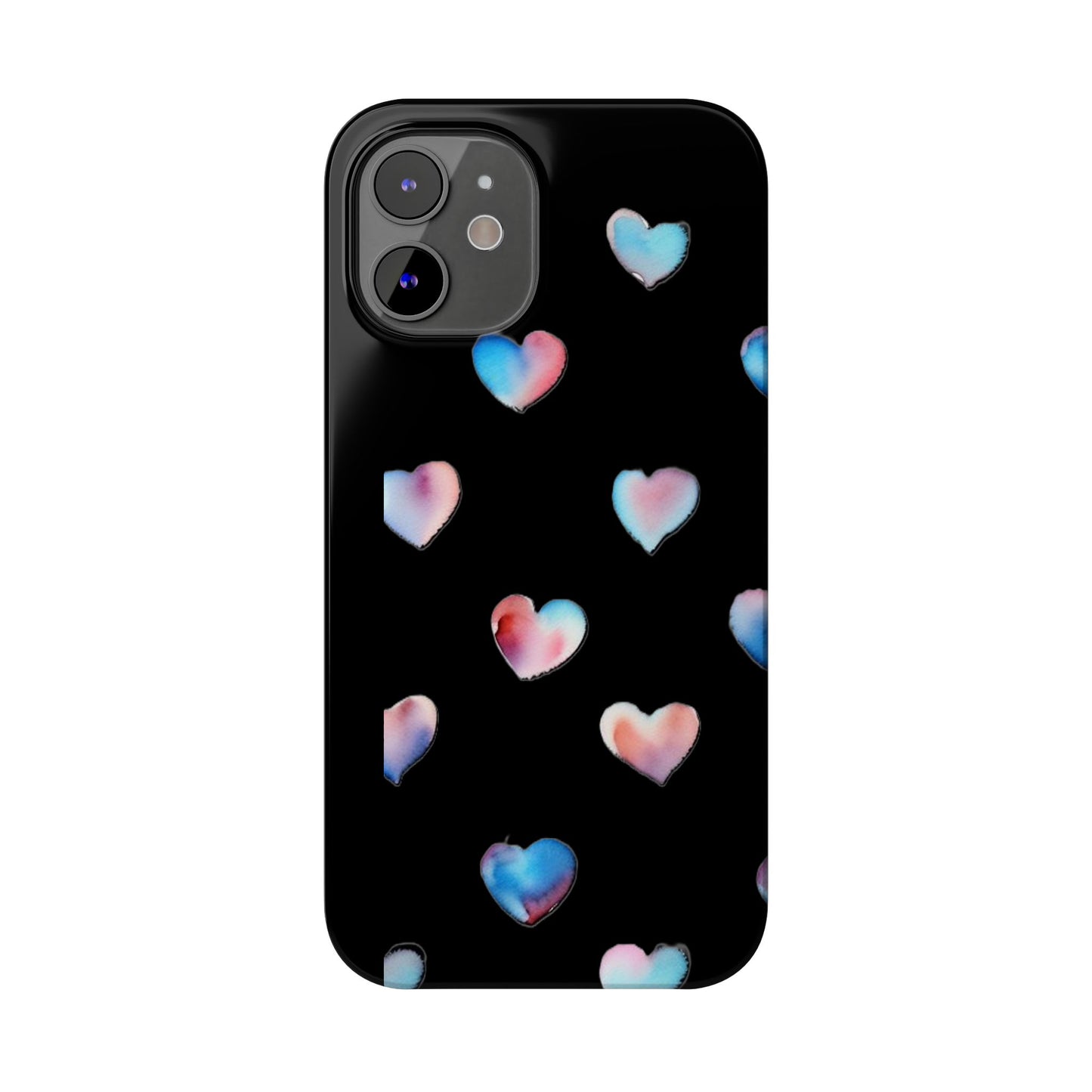 Slim Phone Cases - Hearts (Black)