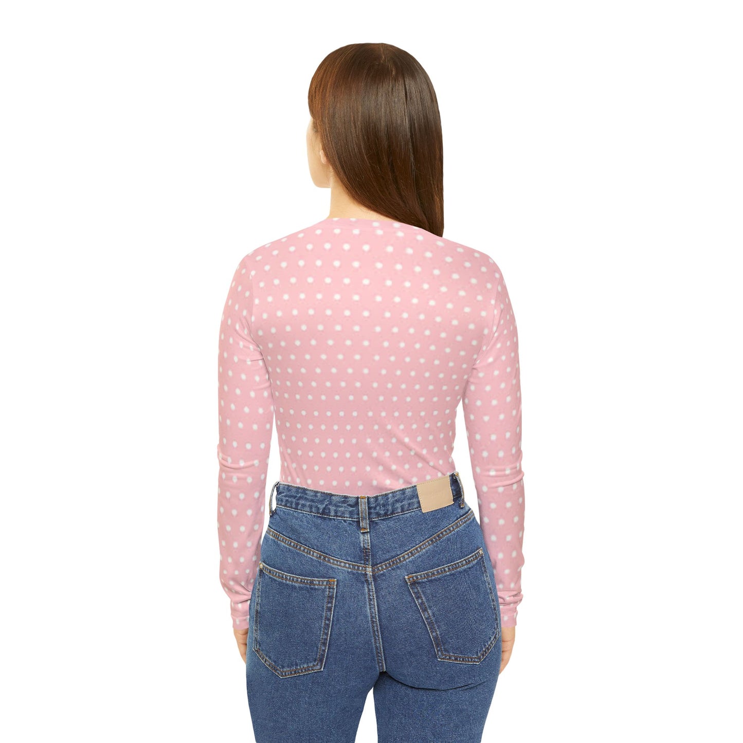 Women's Pink Long Sleeve V-neck Shirt