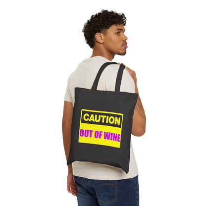 Caution Wine (Black) - Cotton Canvas Tote Bag - Better Mode