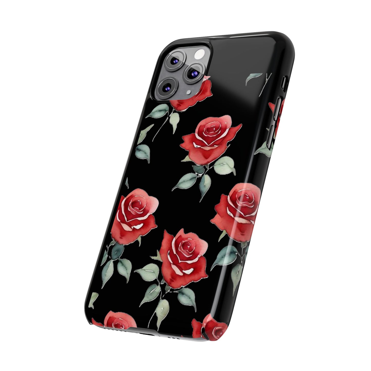 Slim Phone Cases - Roses (Black)