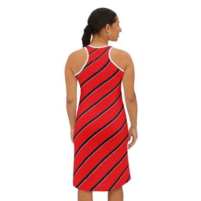 Striped - Women's Racerback Dress  (Red)