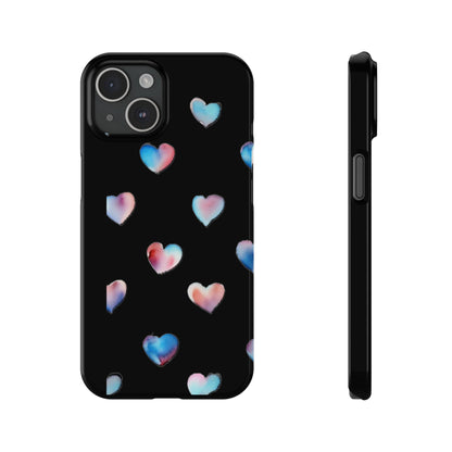 Slim Phone Cases - Hearts (Black)