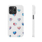 Slim Phone Cases - Hearts (White)