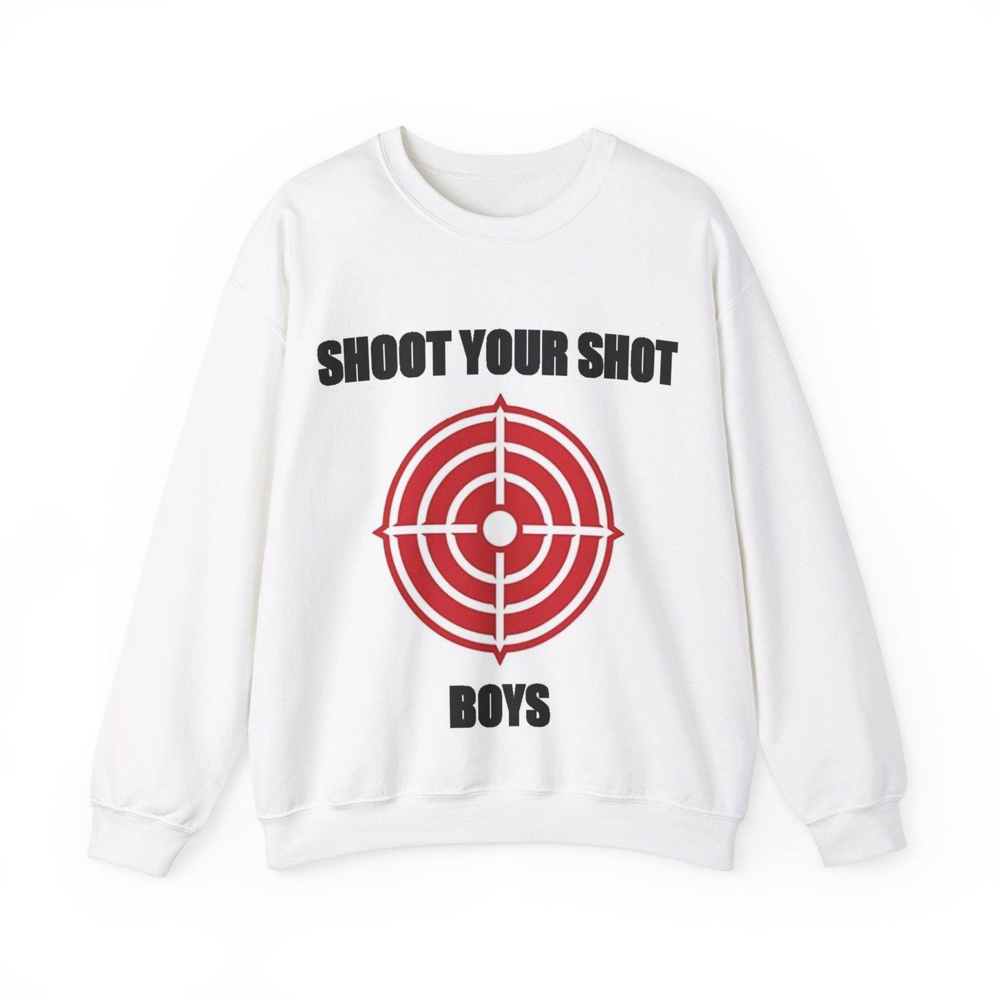 Shoot Shot (White) - Unisex Heavy Blend™ Crewneck Sweatshirt - Better Mode