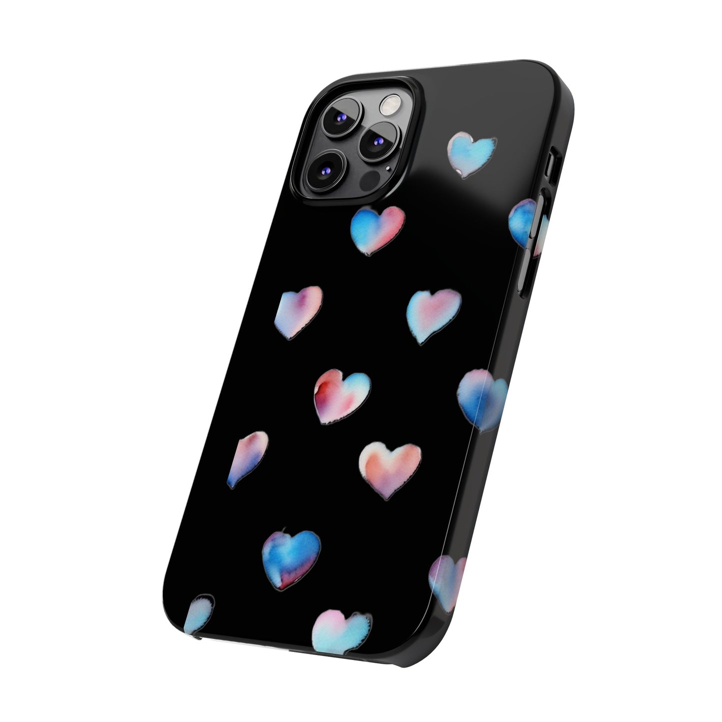 Slim Phone Cases - Hearts (Black)