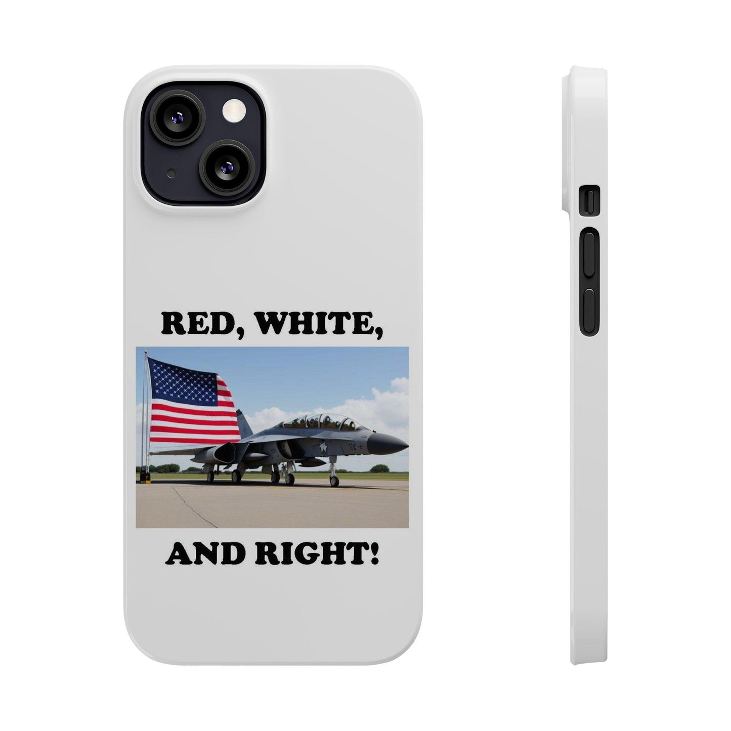 Red, White - (White)Slim Phone Cases