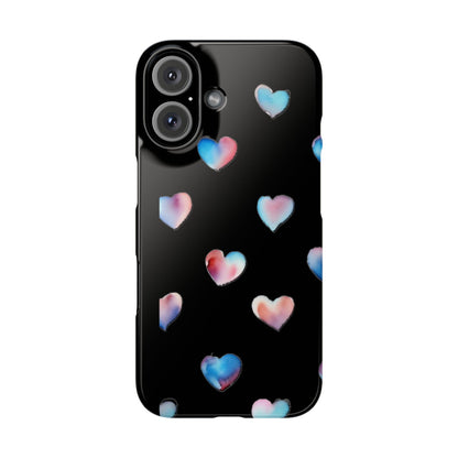 Slim Phone Cases - Hearts (Black)